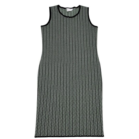 Exclusively Misook Green Printed Stretch Acrylic Sleeveless Bodycon Dress XS - Picture 4 of 9